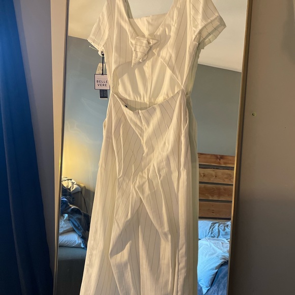 White Pinstripe Jumpsuit - Picture 4 of 4